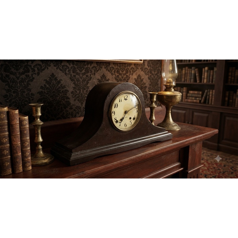 Antique 1920s Gilbert Mantle Clock Tambour Wood Case Winsted Conn USA 20.5in
